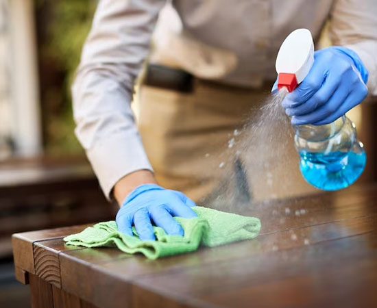 Modular kitchen cleaning services cleaning table