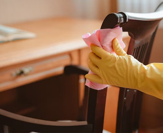 office chair cleaning services done by employee